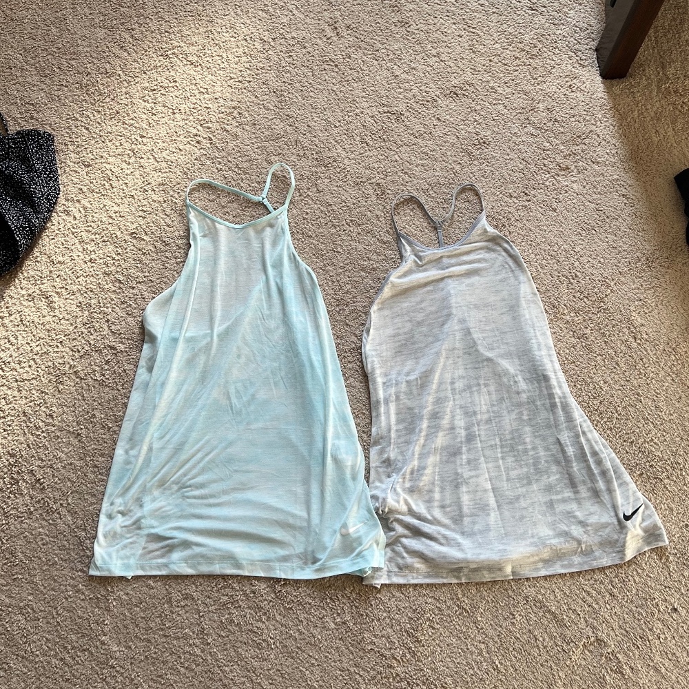 Nike Women's Tank Tops Blue and Grey Size Medium